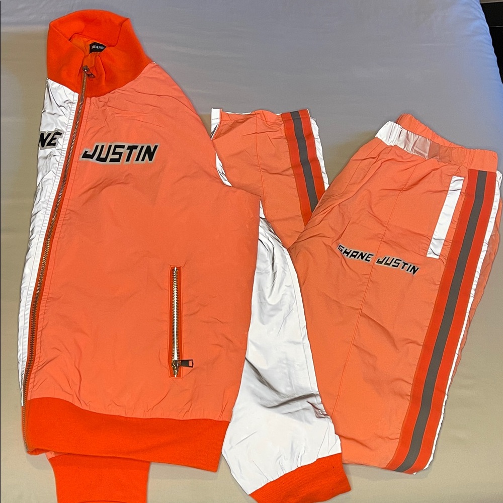 Shane Justin Orange and Grey Reflective Tracksuit